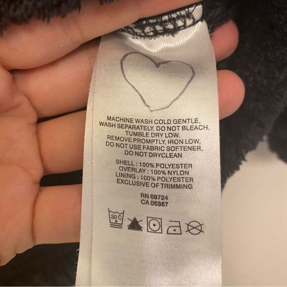 Columbia black orange Sherpa fleece Full Zip Hooded Jacket Overlay M  10-12 - Picture 10 of 12